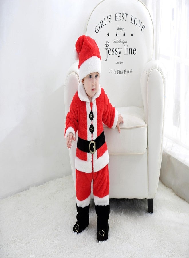 Ayalinggo Baby Santa Costume Newborn Infant Christmas Outfit Toddler Kids Long Sleeve Fleece Tops Pants With Hat Xmas Outfit (Red, 3-6 Months) - Image 3
